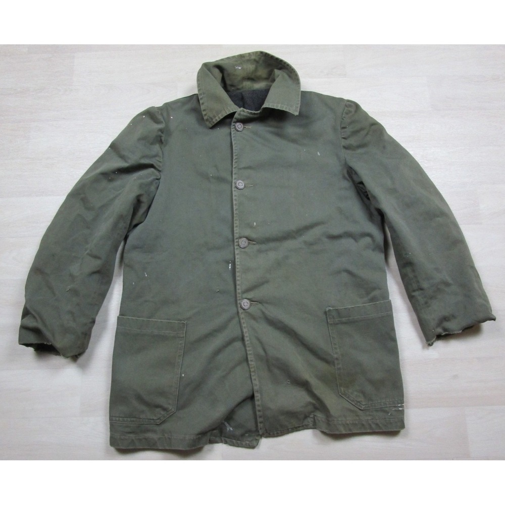 Vintage‎ Men's Field Jacket (L) Swedish M59 Military-Inspired Chore Wool Lined